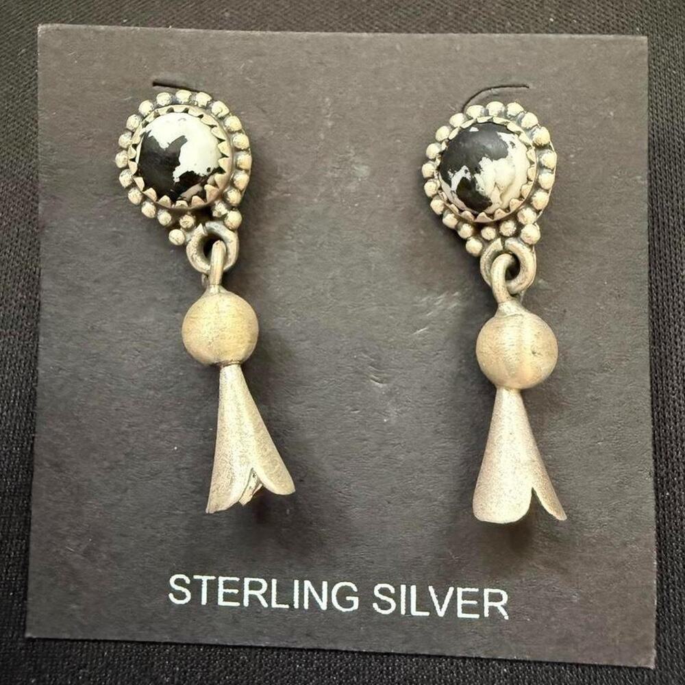 Handmade sterling silver white buffalo earrings